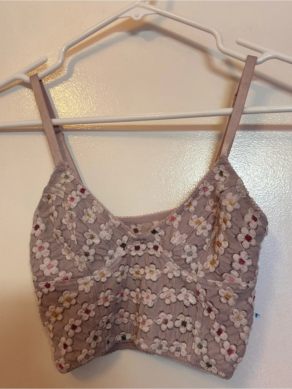 Free People Dusty Mauve Floral Embroidered Bralette